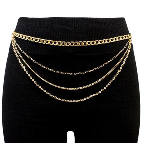 MULTI LAYERED WAIST METAL BELLY BODY CHAIN BELT