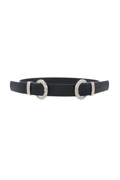 RHINESTONE PAVE DOUBLE BUCKLE BELT