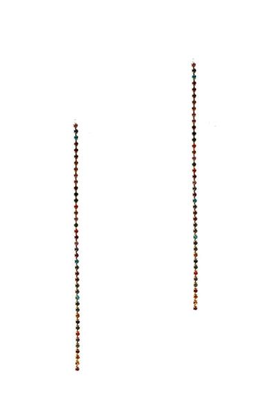 Color Rhinestone Line Drop Thread Earring
