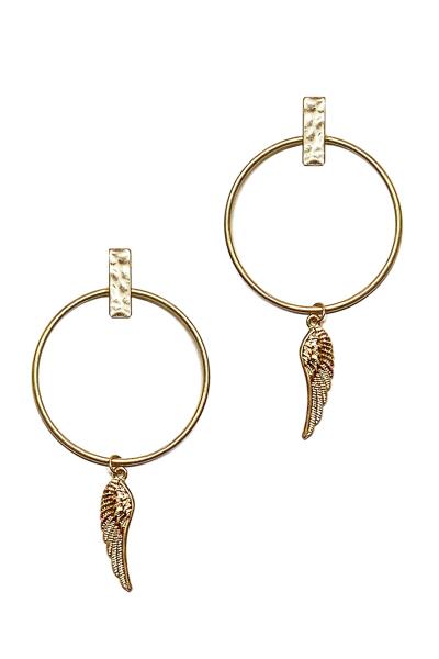 Metal Ring Angel Wing Earring