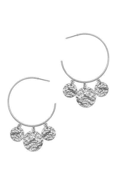 TRIPLE ROUND METAL DANGLE OPEN HOOP EARRING