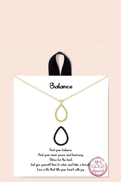 BLB BALANCE TEARDROP PENDANT MESSAGE NECKLACE