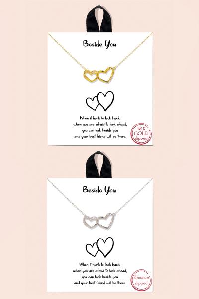 BLB BESIDE YOU DOUBLE HEART METAL NECKLACE