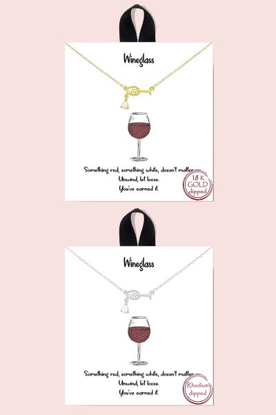 BLB WINEGLASS PENDANT MESSAGE NECKLACE
