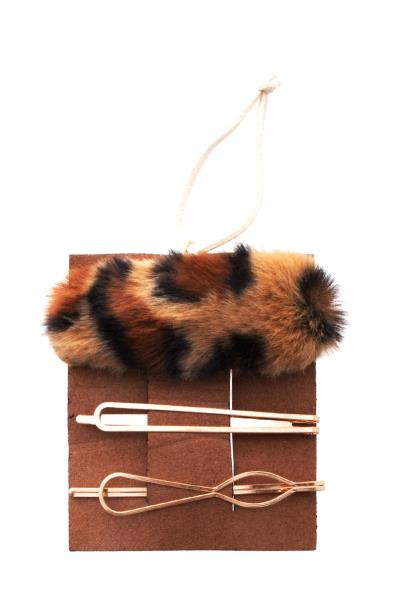 LEOPARD FUR HAIR PINK SET