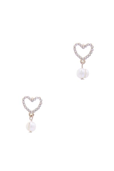 Dainty Heart Shape Pearl Post Drop Earring
