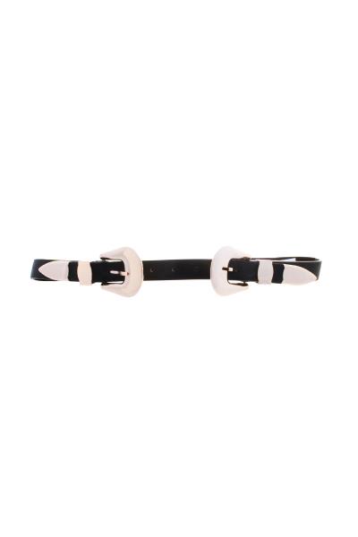 DOUBLE METAL BUCKLE WESTERN BELT