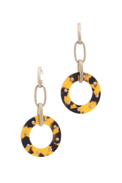 Acetate Ring Metal Drop Earring