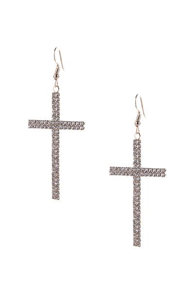 Rhinestone Cross Fish Hoop Earring