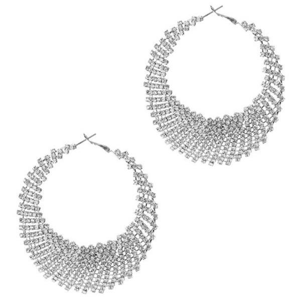 SHRIMP RHINESTONE HOOP EARRING