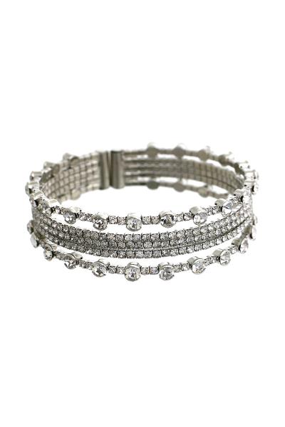 Fancy Rhinestone Flexible Cuff Bracelet