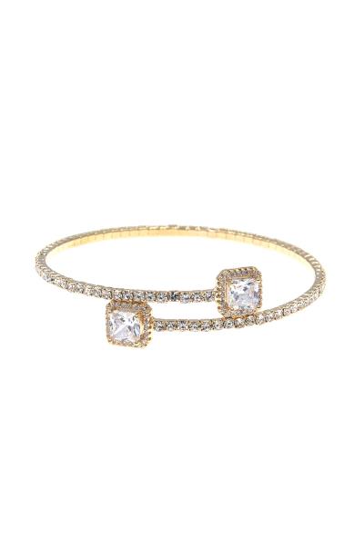 RHINESTONE SQUARE STONE BANGLE BRACELET