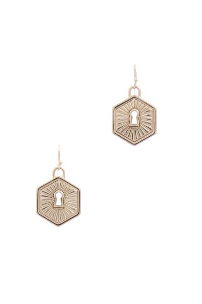 Lock Hexagon Shape Earring