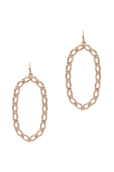 Metal Chain Oval Shape Hook Earring