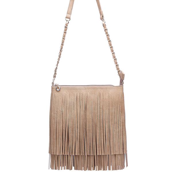 Designer Trendy Double Layer Tassel Crossbody Bag