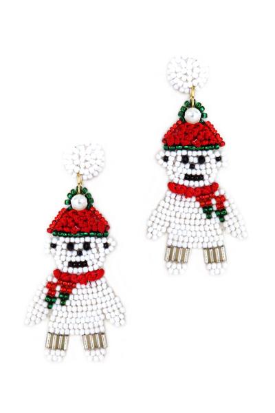 CHRISTMAS  SEED BEAD SANTA BEAR EARRING
