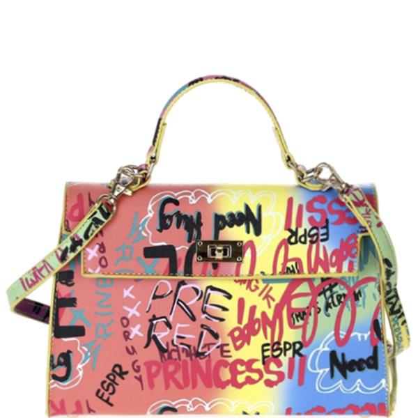 Stylish Medium Graffiti Handle Tote Bag