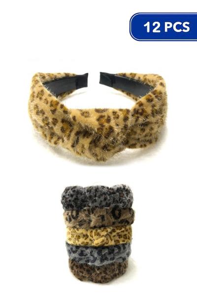 Leopard Print Knotted Headband 12PC