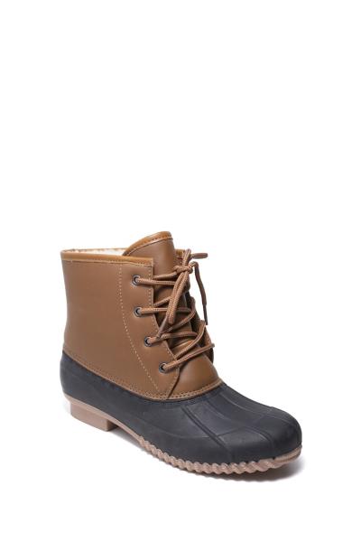 SMOOTH FUR WARM LACED RAIN BOOTS