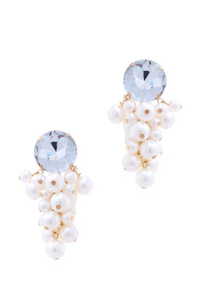 MULTI BALLS WIDE STONE STUD EARRING
