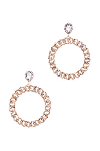 Rhinestone Studded Round Dangle Earring