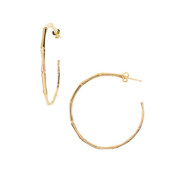 SECRET BOX BAMBOO SHAPE OPEN CIRCLE HOOP EARRING