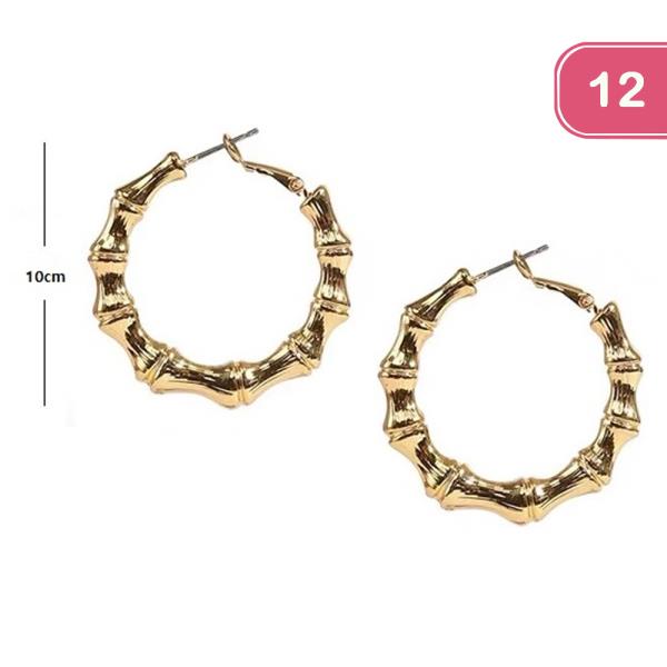 Metal Bamboo Hoop Earring (12 Units)