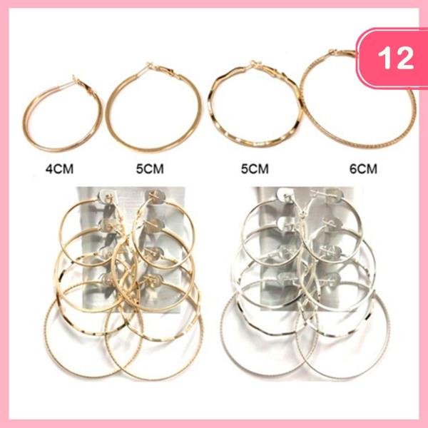 MULTI HOOP EARRING 4 PAIR SET (12 UNITS)