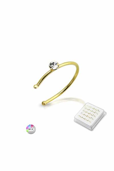 Silver Multi Color Open Hoop Nose Ring 20 Pc