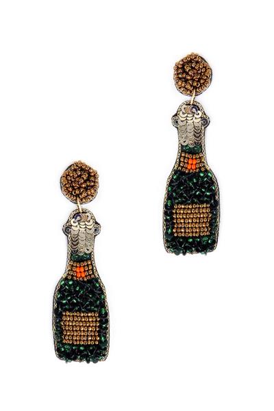 SEED BEAD SPANGLE CHAMPAGNE DANGLE EARRING