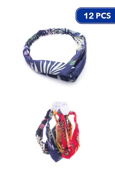Tropical Print Crossed Headband 12 Units