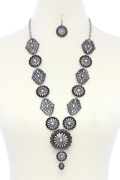 Western Concho V Shape Necklace
