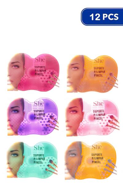 SHE MAKEUP BRUSH CLEANSING SUPPORT PAD 12 PCS