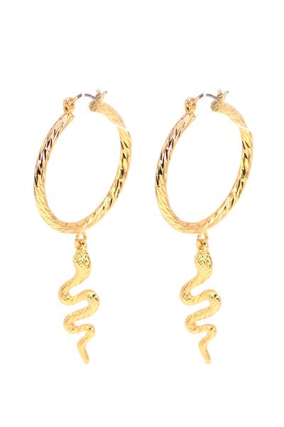 METAL ROUND SWIRL SNAKE DANGLE EARRING
