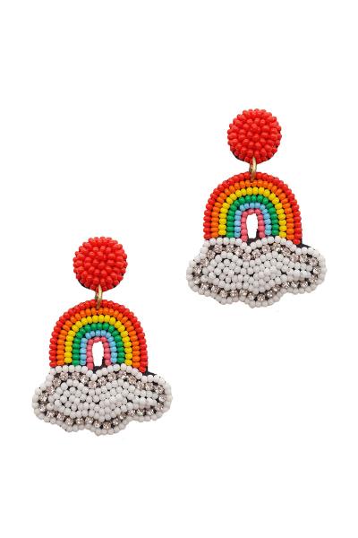Seed Bead Rainbow Cloud Dangle Earring