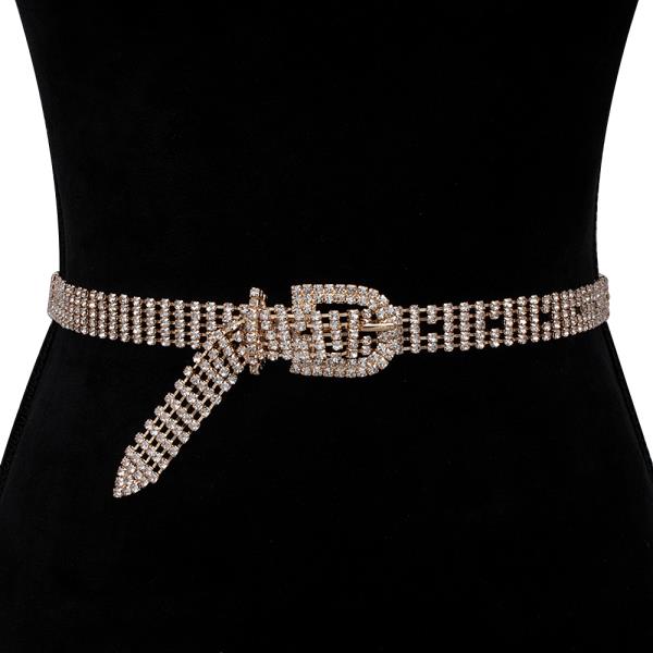 FULL 5 LINE RHINESTONE BUCKLE BELT