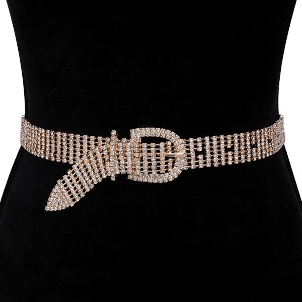 FULL 7 LINE RHINESTONE BUCKLE BELT