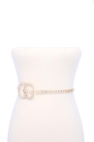 SIDE DOUBLE C RHINESTONE BELT