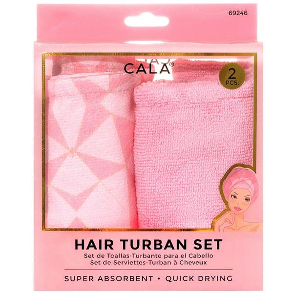 CALA SHOWER TURBAN HAIR 2 PC SET - GEOMETRIC PINK