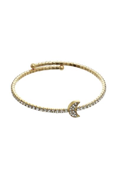 Flexible Moon Rhinestone Bracelet