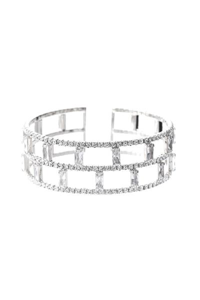 Rhinestone Block Open Cuff Bracelet