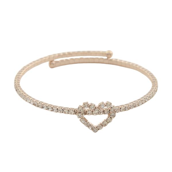 Flexible Heart Rhinestone Bracelet