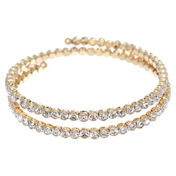 Flexible 5 Line Rhinestone Cuff Bracelet