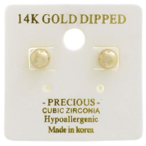 14K Gold Dipped 4MM Ball Stud Earring