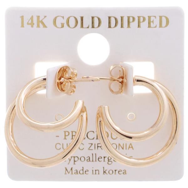 14K GOLD DIPPED 20MM DOUBLE HOOP EARRING  14K GOLD DIPPED  HYPOALLERGENIC  MADE IN KOREA