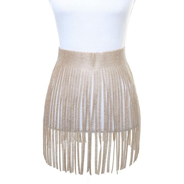 RHINESTONE FRINGE SKIRT BELT