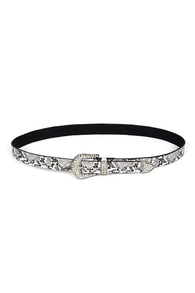 Modern Rhinestone Buckle Snake Belt