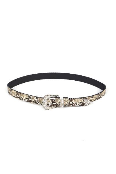 MODERN RHINESTONE BUCKLE SNAKE BELT