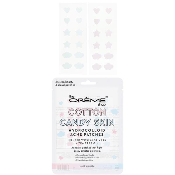 THE CREME SHOP COTTON CANDY SKIN HYDROCOLLOID ACNE PATCHES INFUSED WITH ALOE VERA AND TEA TREE 6 PCS