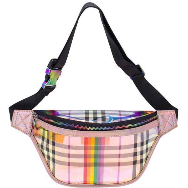 CHIC PLAID HOLOGRAM FANNY PACK WAIST BAG